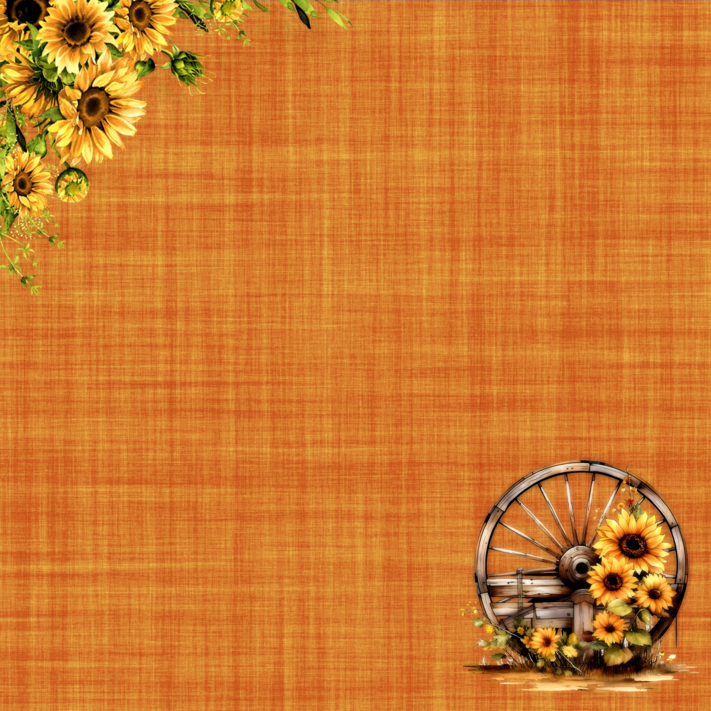 Fall Blessings Collection Sunflower Wheel 12 x 12 Double-Sided Scrapbook Paper by SSC Designs - 15 Pack