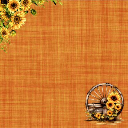 Fall Blessings Collection Sunflower Wheel 12 x 12 Double-Sided Scrapbook Paper by SSC Designs - 15 Pack