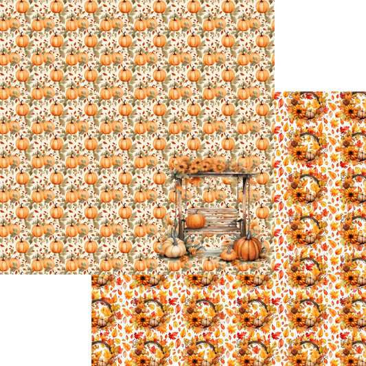 Fall Blessings Collection Pumpkins For Sale 12 x 12 Double-Sided Scrapbook Paper by SSC Designs - 15 Pack