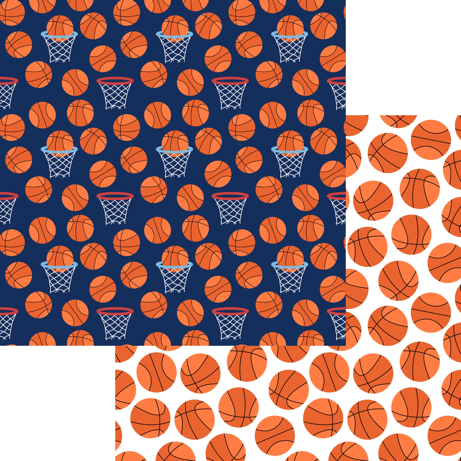 Sports Beat Collection Basketball Hoops 12 x 12 Double-Sided Scrapbook Paper by SSC Designs - 15 Pack