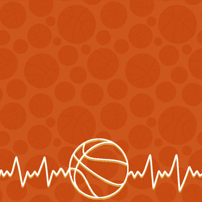 Sports Beat Collection Basketball Heartbeat 12 x 12 Double-Sided Scrapbook Paper by SSC Designs - 15 Pack