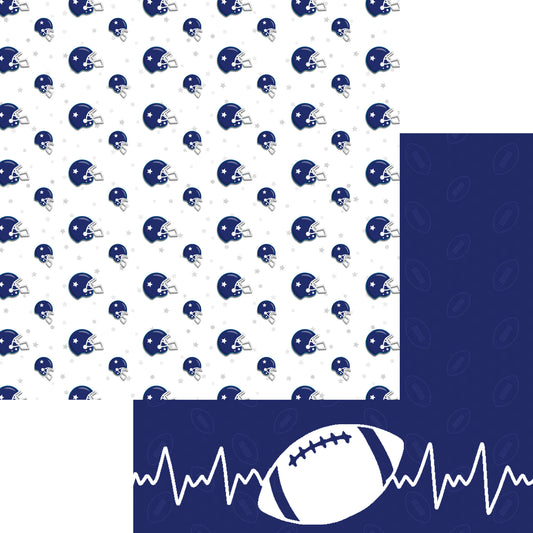 Sports Beat Collection Football Heartbeat 12 x 12 Double-Sided Scrapbook Paper by SSC Designs - 15 Pack