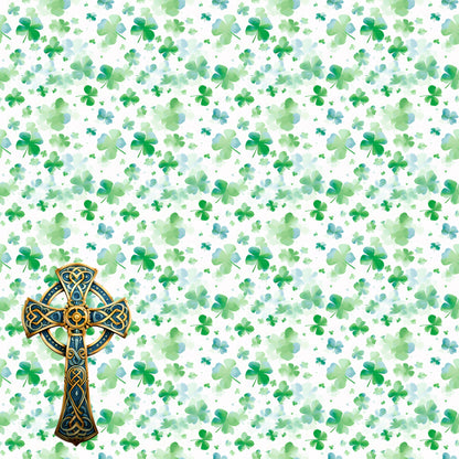 St. Patrick's Day Collection Celtic Cross 12 x 12 Double-Sided Scrapbook Paper by SSC Designs - 15 Pack