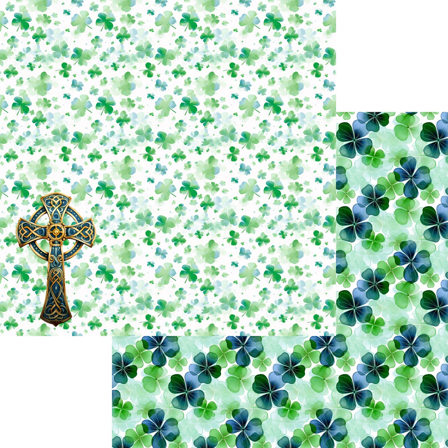 St. Patrick's Day Collection Celtic Cross 12 x 12 Double-Sided Scrapbook Paper by SSC Designs - 15 Pack