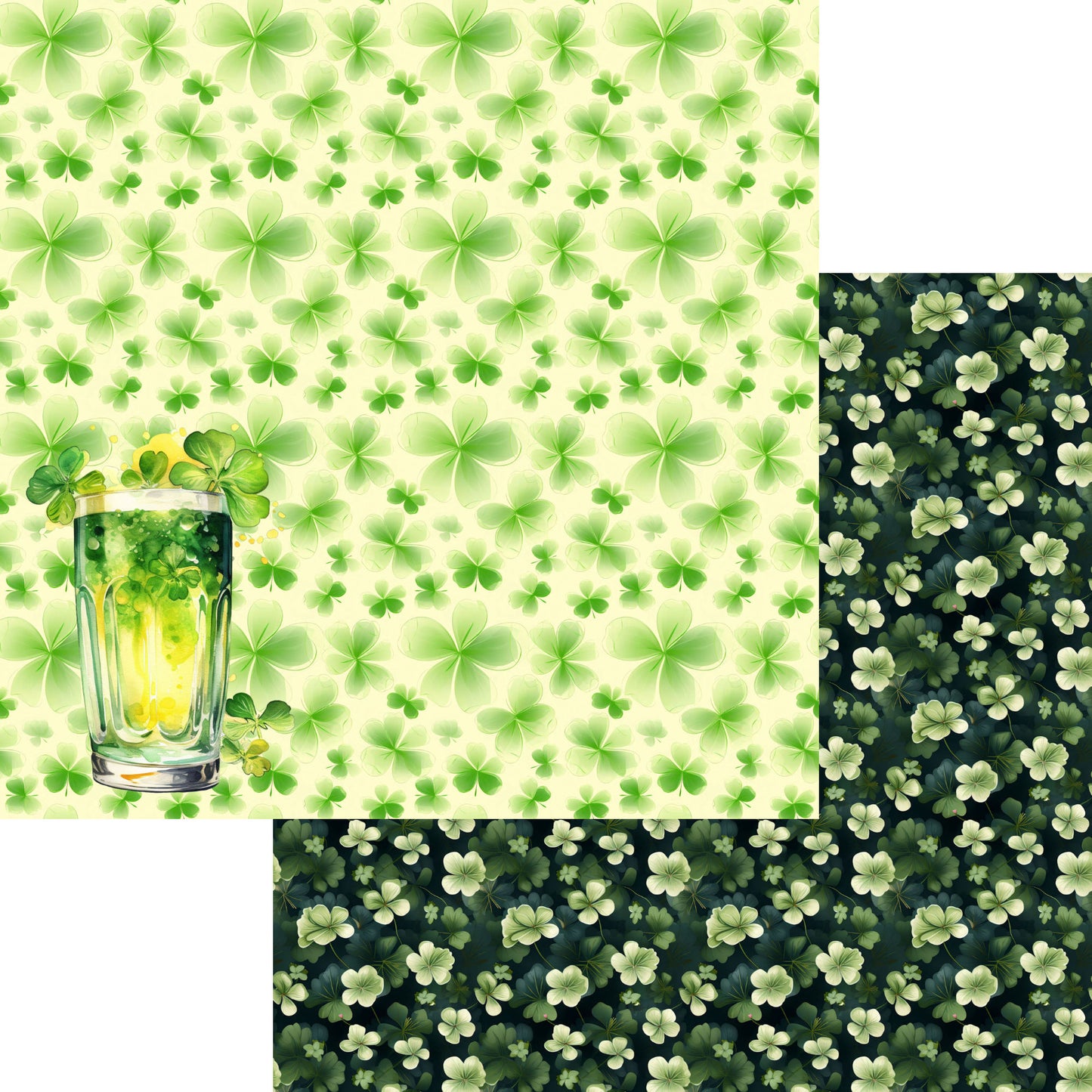 St. Patrick's Day Collection Shamrock Forest 12 x 12 Double-Sided Scrapbook Paper by SSC Designs - 15 Pack