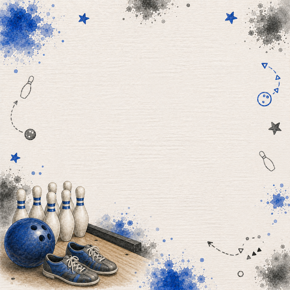 Sports Collection Bowling 12 x 12 Double-Sided Scrapbook Paper by SSC Designs - 15 Pack