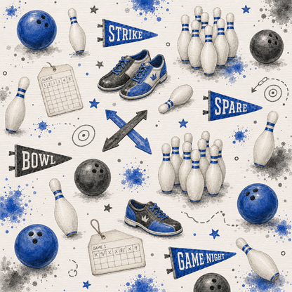 Sports Collection Bowling 12 x 12 Double-Sided Scrapbook Paper by SSC Designs - 15 Pack