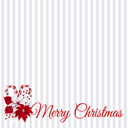 Peppermint Christmas Collection Merry Christmas 12 x 12 Double-Sided Scrapbook Paper - 15 Pack