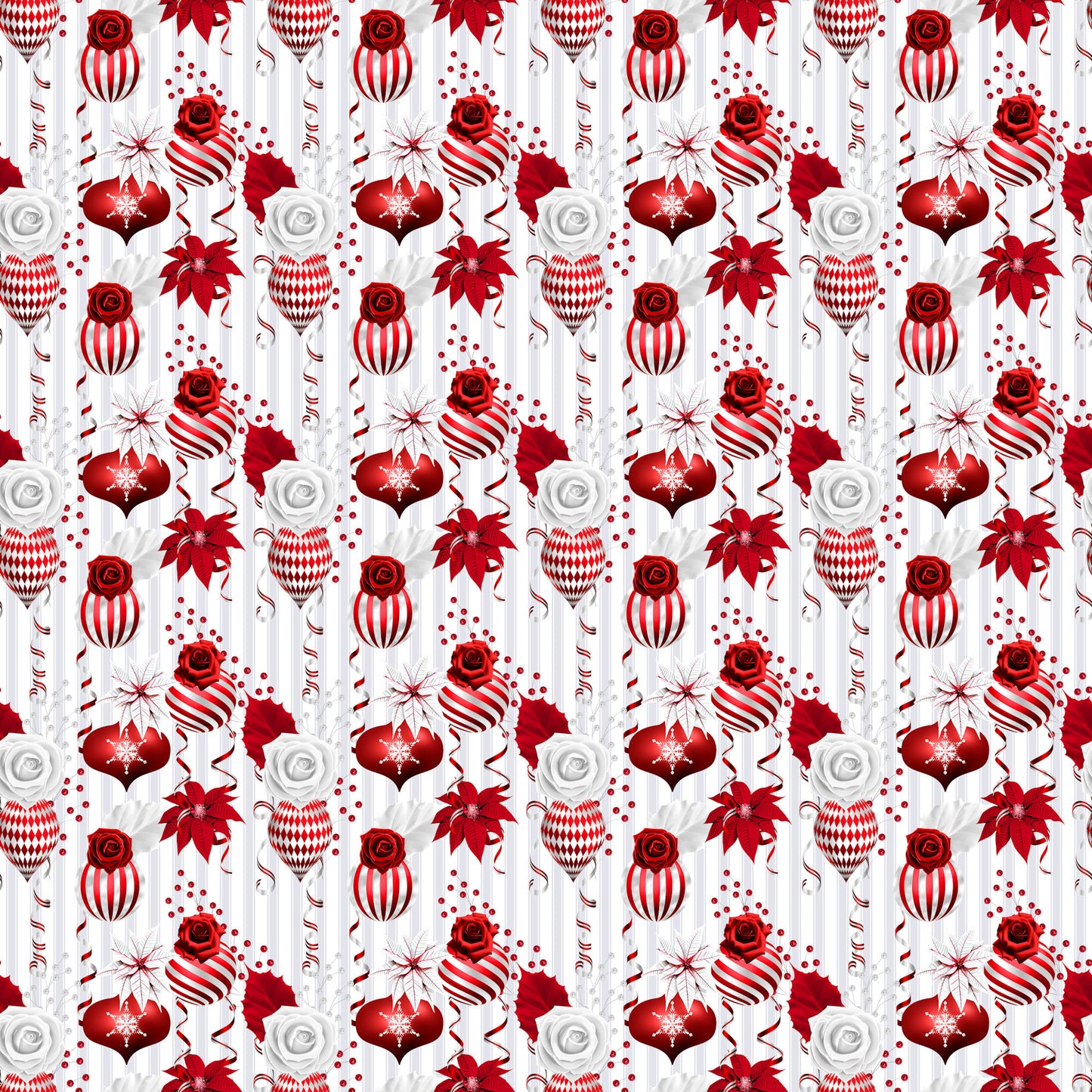 Peppermint Christmas Collection Vintage Ornaments 12 x 12 Double-Sided Scrapbook Paper - 15 Pack