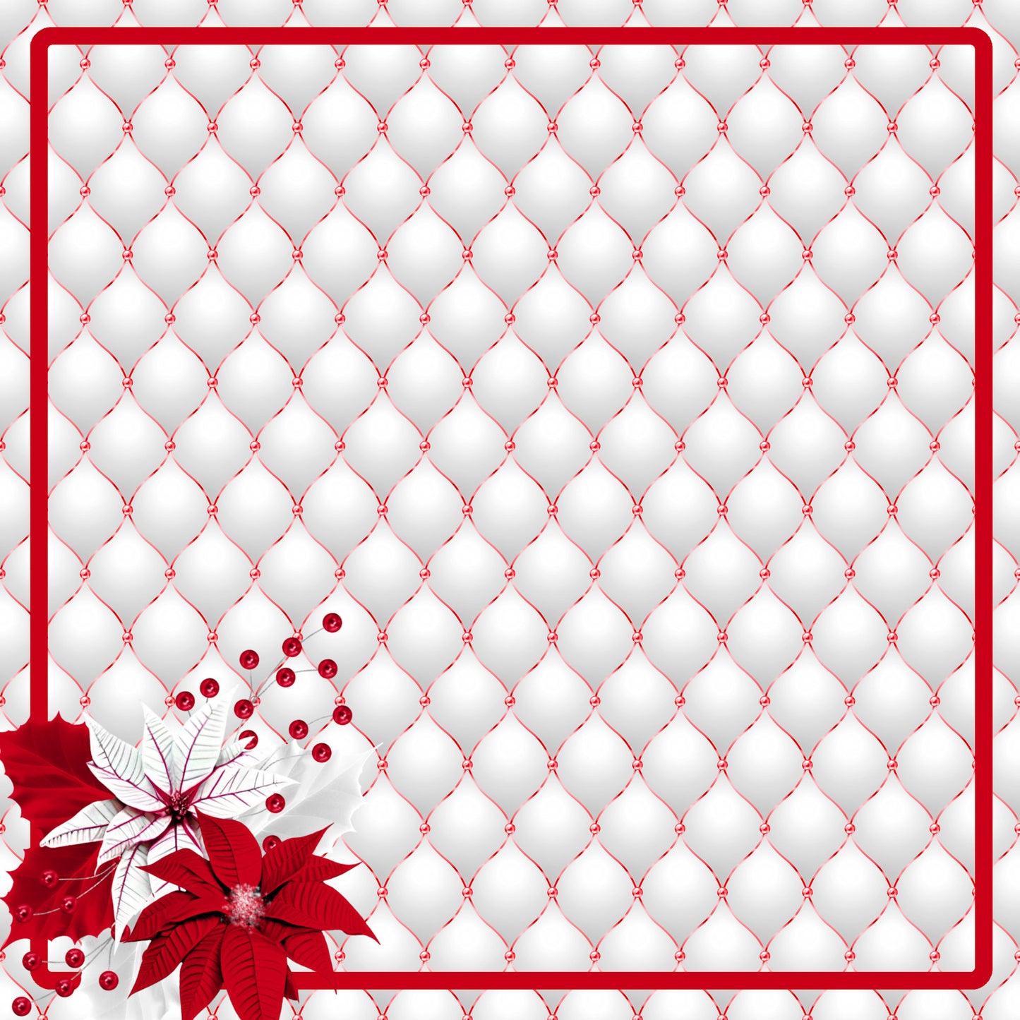 Peppermint Christmas Collection Poinsettias 12 x 12 Double-Sided Scrapbook Paper - 15 Pack