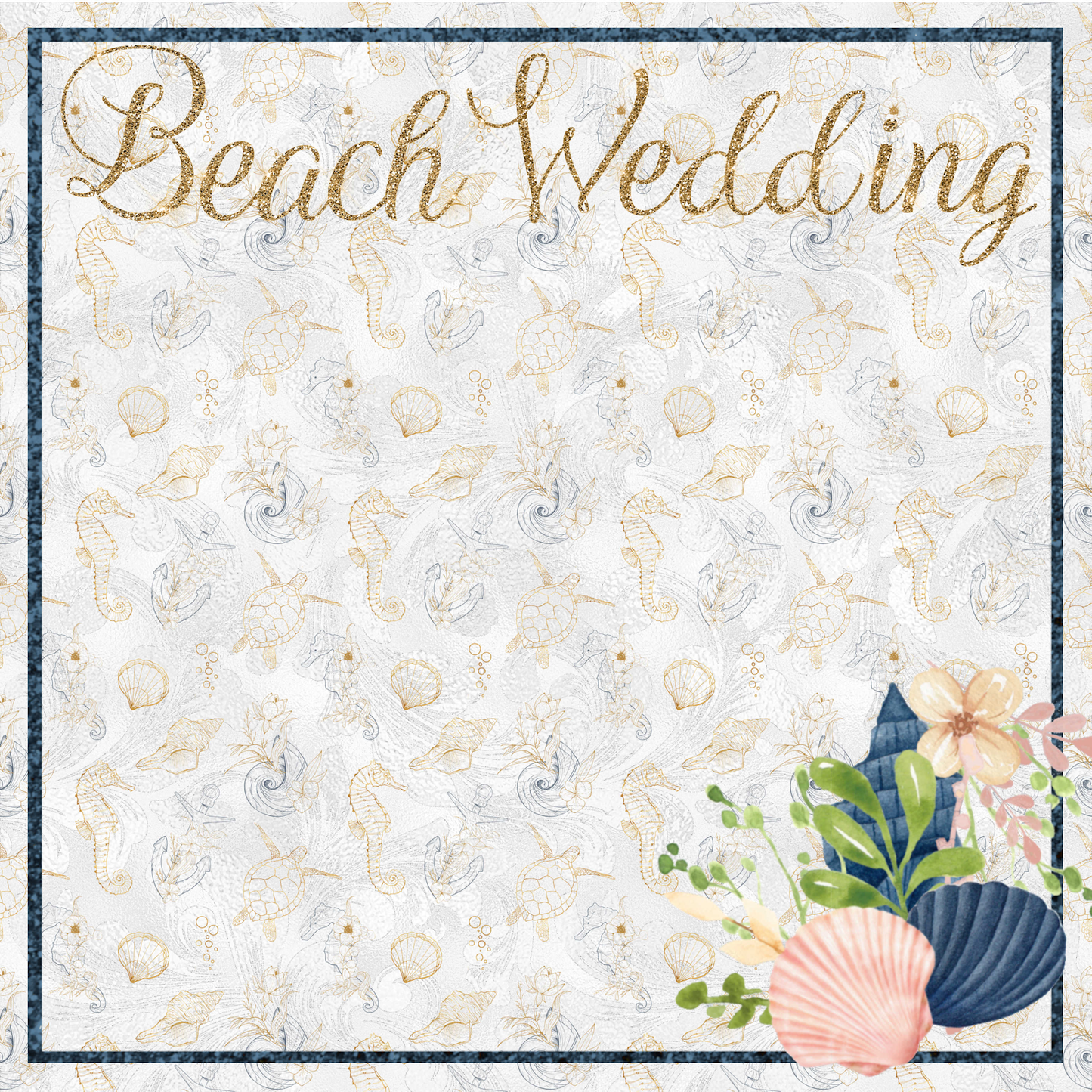 Seaside Wedding Collection Beach Wedding 12 x 12 Double-Sided Scrapbook Paper - 15 Pack