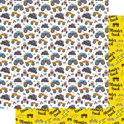 Monster Trucks 12 x 12 Double-Sided Scrapbook Paper by SSC Designs