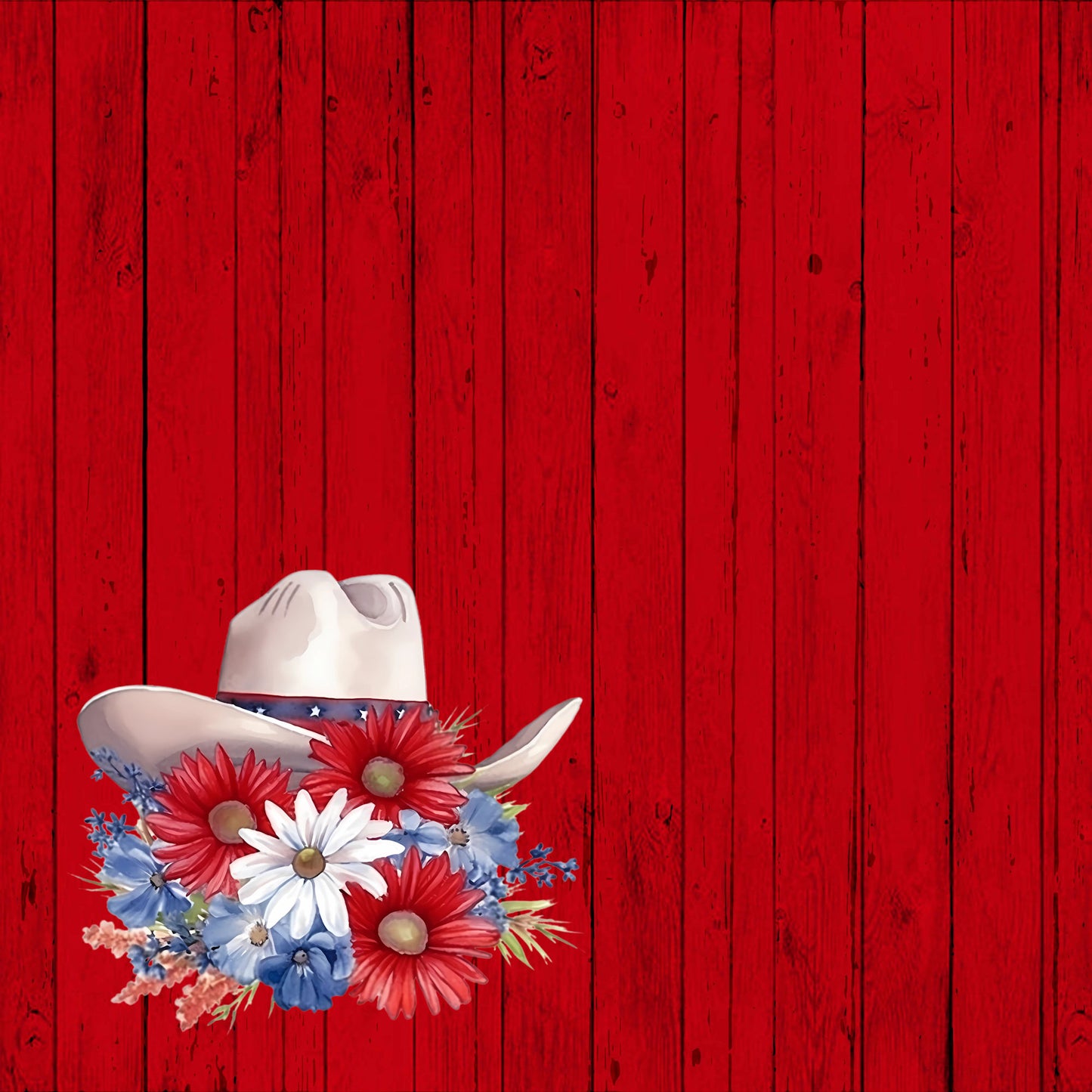 Star Spangled Spurs Collection Cowboy Hat 12 x 12 Double-Sided Scrapbook Paper by SSC Designs - 15 Pack