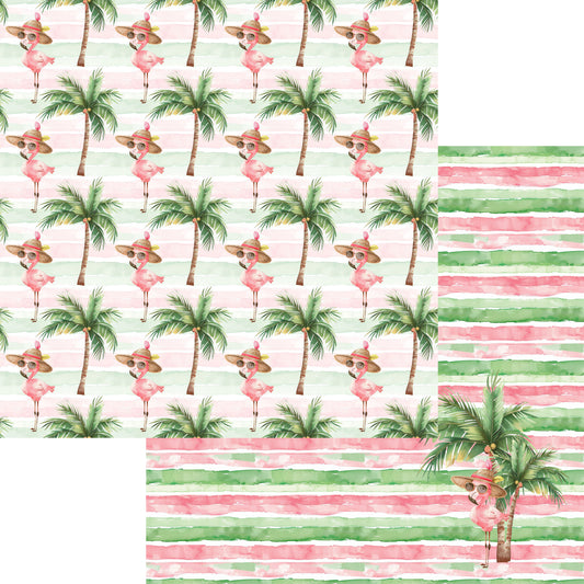 Summer At The Pool Collection Palm Tree 12 x 12 Double-Sided Scrapbook Paper by SSC Designs - 15 Pack