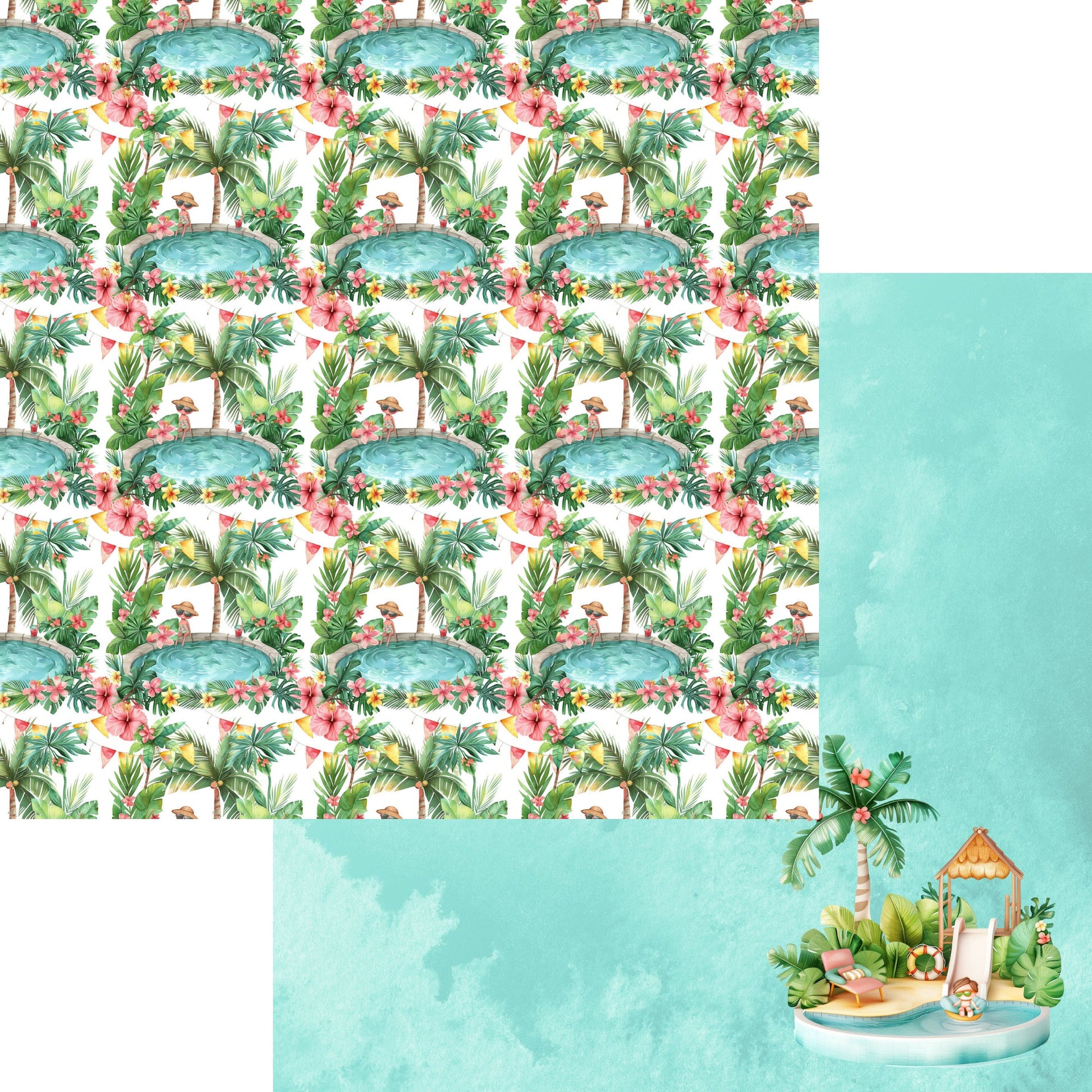 Summer At The Pool Collection 12 x 12 Double-Sided Scrapbook Paper by SSC Designs - 15 Pack
