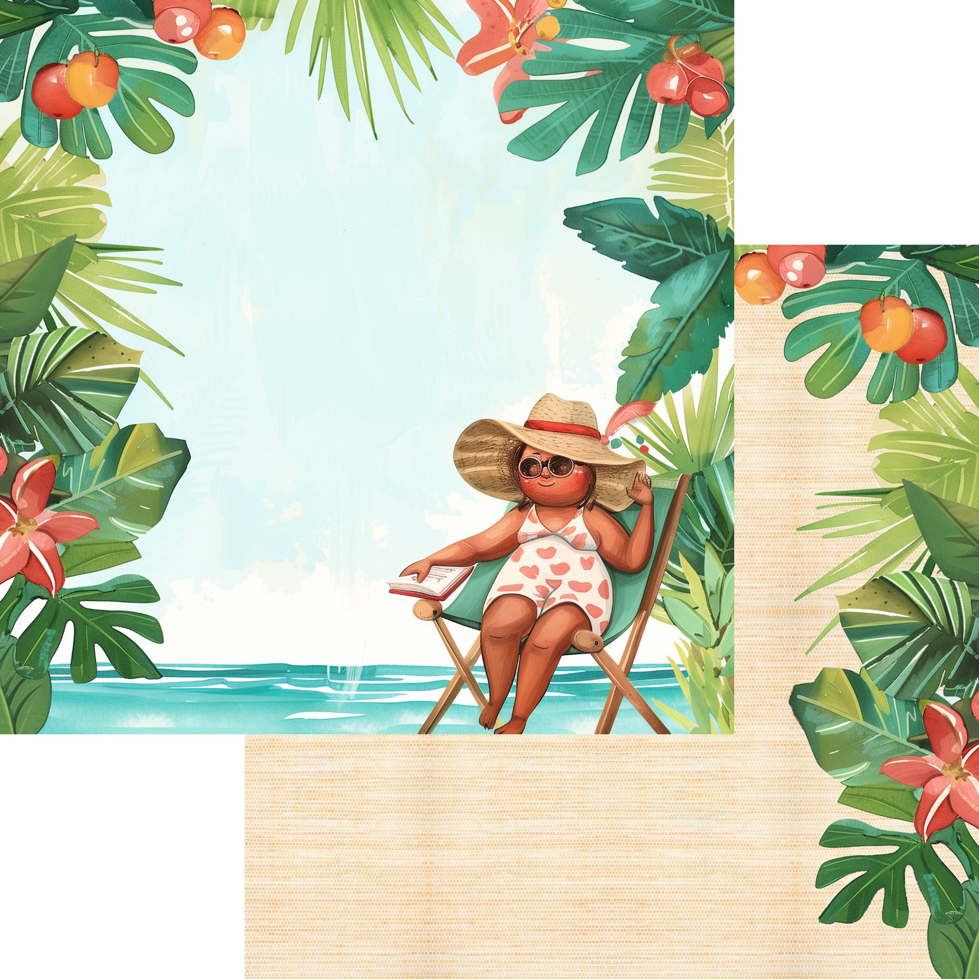 Summer At The Pool Collection Beach 12 x 12 Double-Sided Scrapbook Paper by SSC Designs - 15 Pack