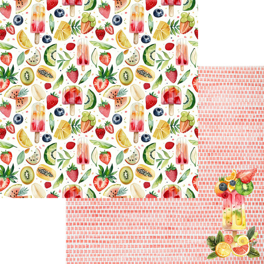 Summer At The Pool Collection Fruit Bars 12 x 12 Double-Sided Scrapbook Paper by SSC Designs - 15 Pack