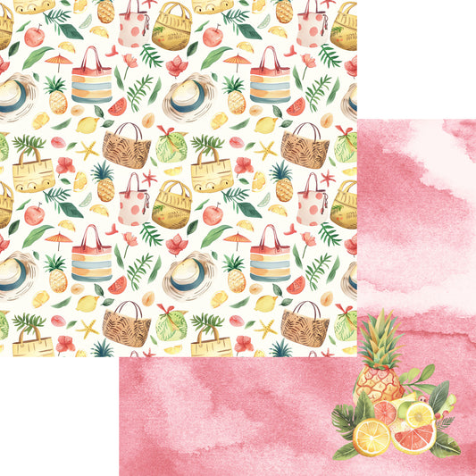 Summer At The Pool Collection Beach Gear 12 x 12 Double-Sided Scrapbook Paper by SSC Designs - 15 Pack