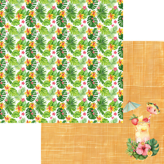 Summer At The Pool Collection Drinks 12 x 12 Double-Sided Scrapbook Paper by SSC Designs - 15 Pack