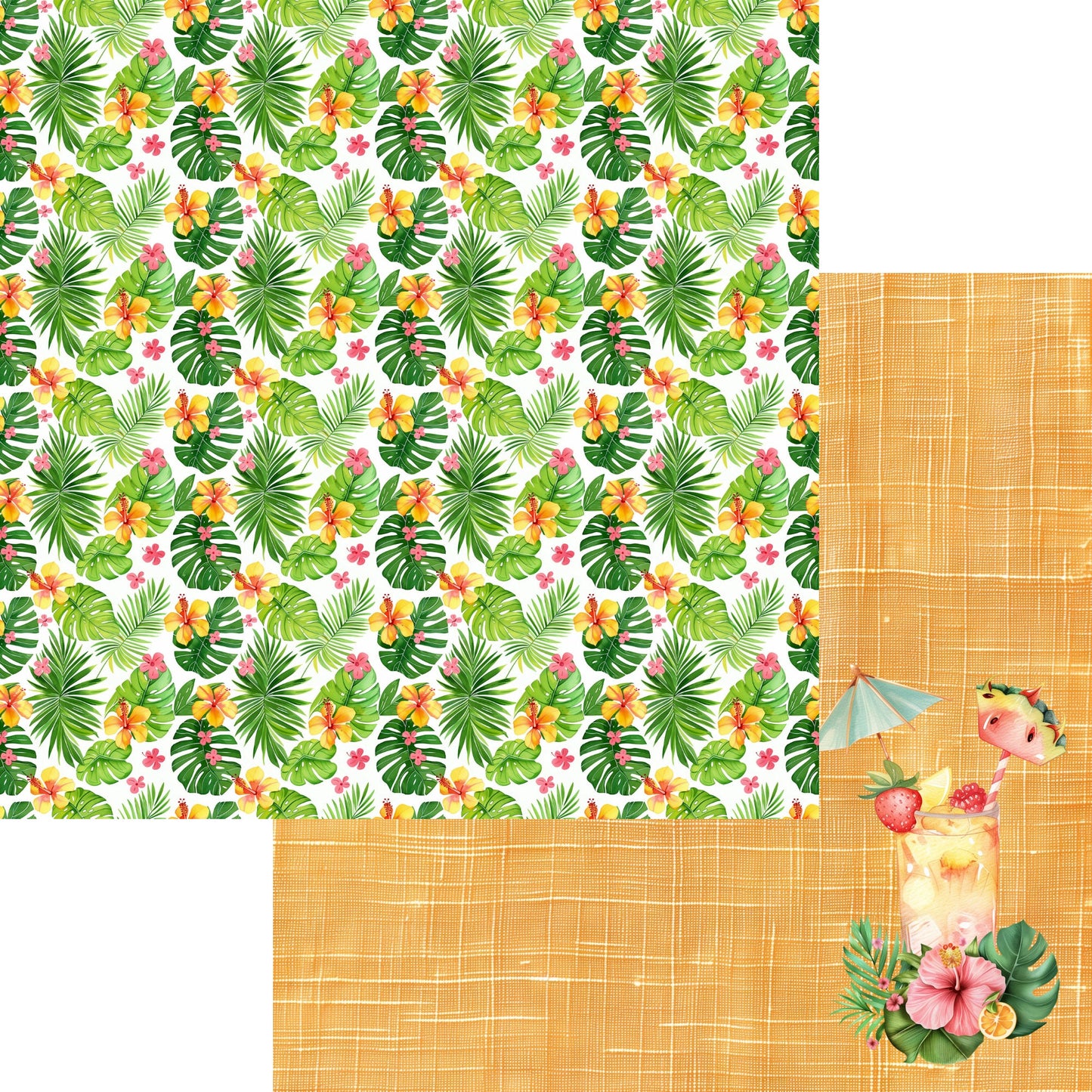 Summer At The Pool Collection Drinks 12 x 12 Double-Sided Scrapbook Paper by SSC Designs - 15 Pack