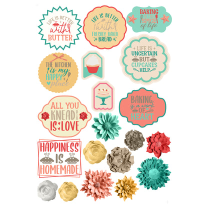 Stir It Up Collection Laser Cut Scrapbook Flowers & Phrases Embellishments by SSC Designs - 3 Packs