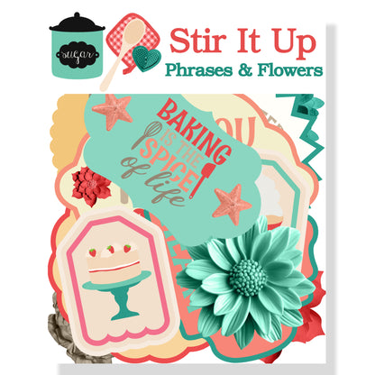 Stir It Up Collection Laser Cut Scrapbook Flowers & Phrases Embellishments by SSC Designs - 3 Packs