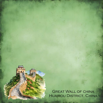 Seven Wonders Collection Great Wall of China 12 x 12 Double-Sided Scrapbook Paper by SSC Designs - 15 Pack