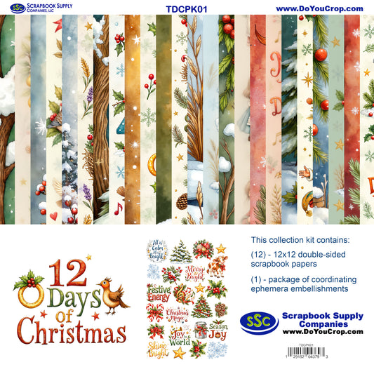 Twelve Days of Christmas 12 x 12 Scrapbook Paper & Embellishment Kit by SSC Designs - 3 Kits