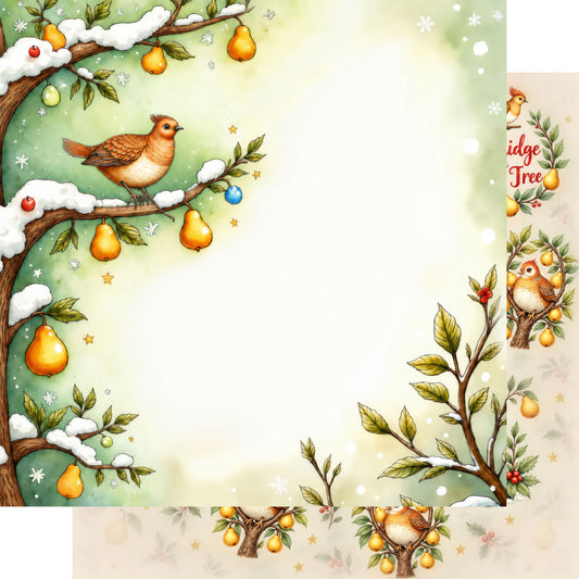 Twelve Days of Christmas Collection Partridge In A Pear 12 x 12 Double-Sided Scrapbook Paper by SSC Designs - 15 Pack