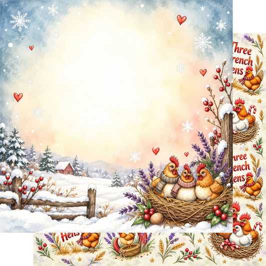 Twelve Days of Christmas Collection French Hens 12 x 12 Double-Sided Scrapbook Paper by SSC Designs - 15 Pack