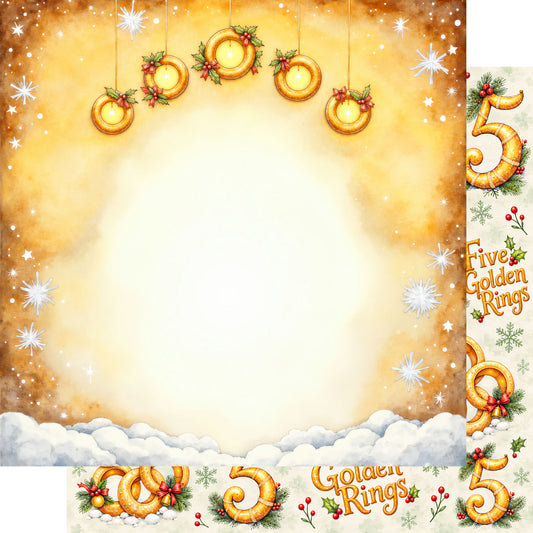 Twelve Days of Christmas Collection Golden Rings 12 x 12 Double-Sided Scrapbook Paper by SSC Designs - 15 Pack