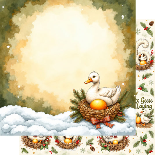 Twelve Days of Christmas Collection Laying Geese 12 x 12 Double-Sided Scrapbook Paper by SSC Designs - 15 Pack