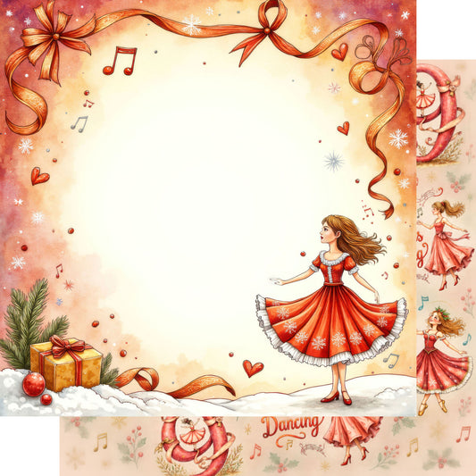 Twelve Days of Christmas Collection Dancing Ladies 12 x 12 Double-Sided Scrapbook Paper by SSC Designs - 15 Pack