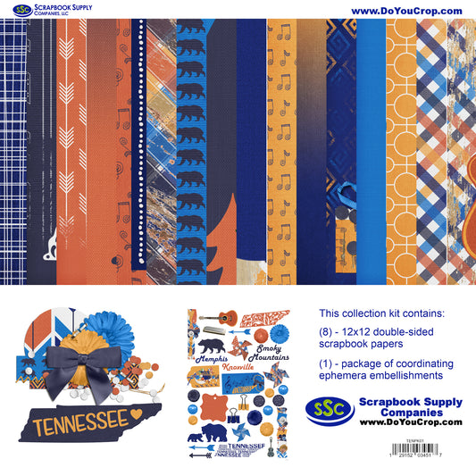 Tennessee 12 x 12 Scrapbook Paper & Embellishment Kit by SSC Designs - 3 Kits