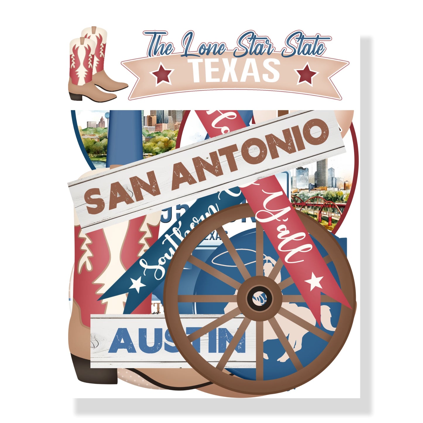 Texas 12 x 12 Scrapbook Paper & Embellishment Kit by SSC Designs - 3 Kits