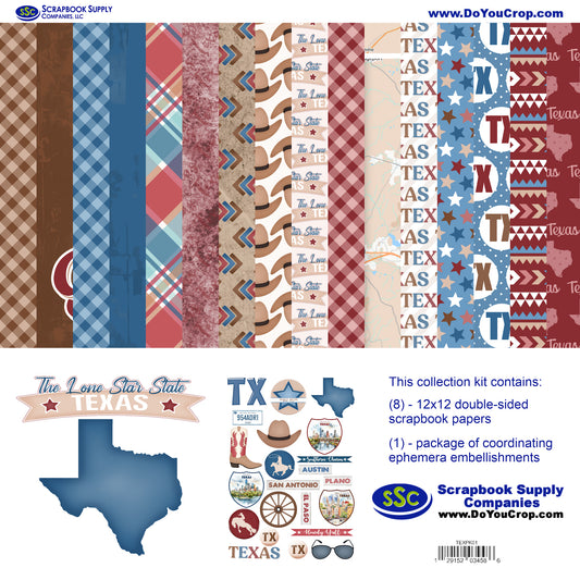Texas 12 x 12 Scrapbook Paper & Embellishment Kit by SSC Designs - 3 Kits
