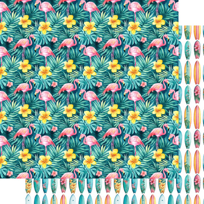 Tropic Like It's Hot Collection Flamingos & Surfboards 12 x 12 Double-Sided Scrapbook Paper by SSC Designs - 15 Pack