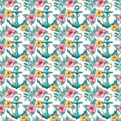 Tropic Like It's Hot Collection Anchors Away 12 x 12 Double-Sided Scrapbook Paper by SSC Designs - 15 Pack