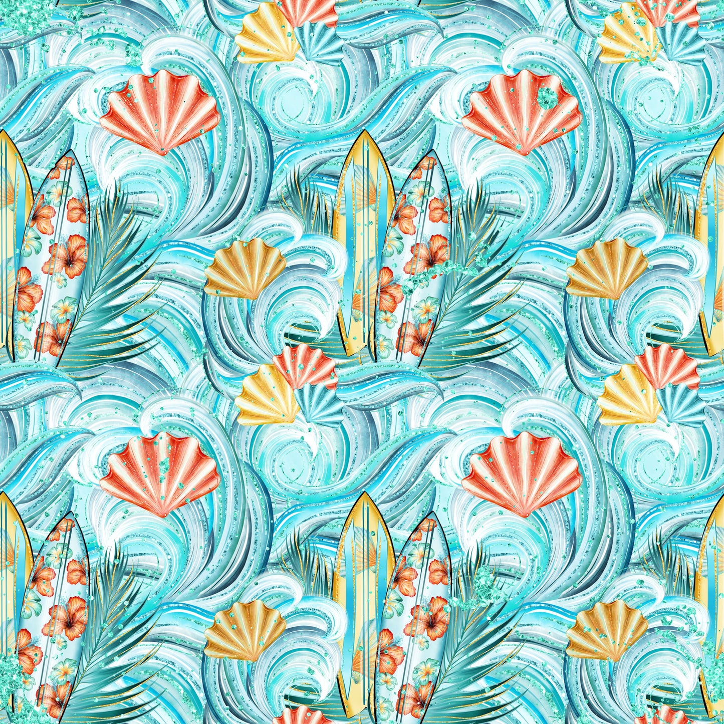 Phantasia Design's Tropics Collection Seashells 12 x 12 Double-Sided Scrapbook Paper - 15 Pack