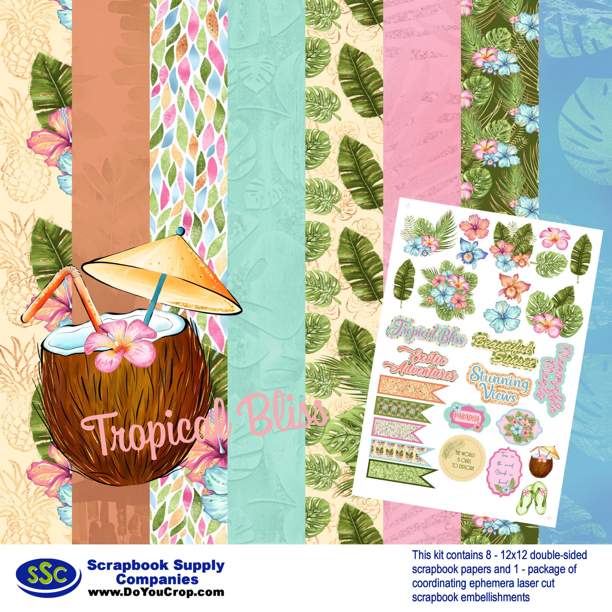 Tropical Bliss 12 x 12 Scrapbook Collection Kit by SSC Designs - 3 Kits