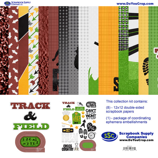Track & Field 12 x 12 Scrapbook Paper & Embellishment Kit by SSC Designs - 3 Kits