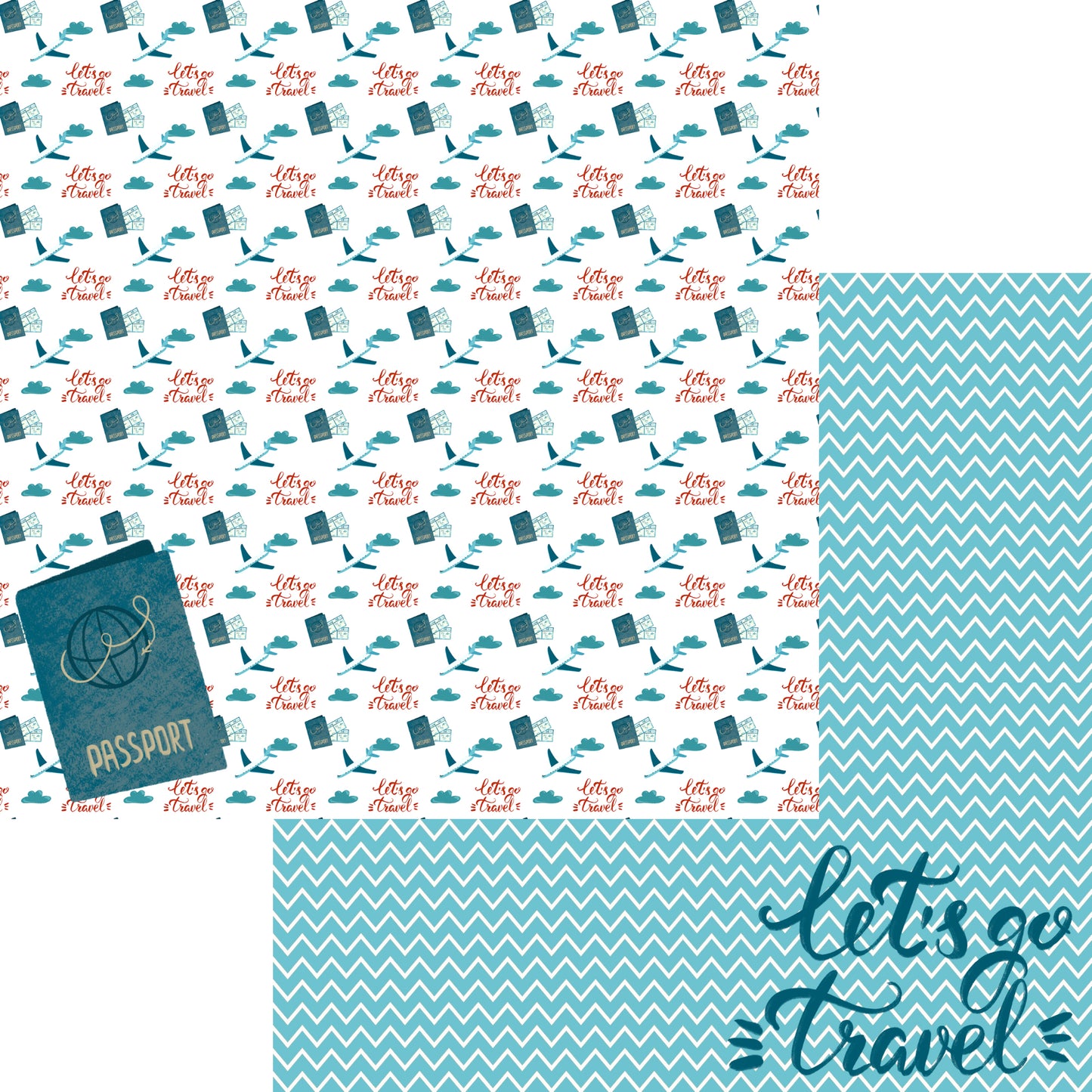 Let's Go Traveling Collection Let's Go Traveling 12 x 12 Double-Sided Scrapbook Paper by SSC Designs - 15 Pack