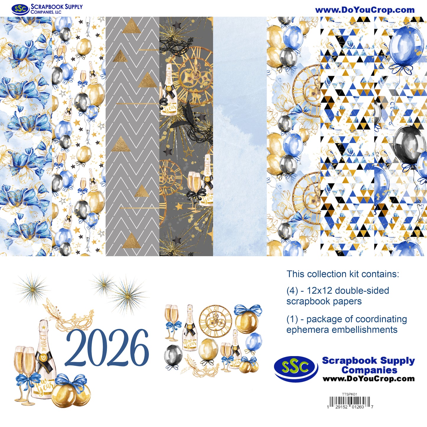 2026 12 x 12 Scrapbook Paper & Embellishment Kit by SSC Designs - 3 Kits