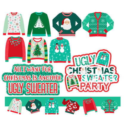 Ugly Christmas Sweater Collection 12 x 12 Scrapbook Paper Pack & Embellishment Kit - 3 Kits