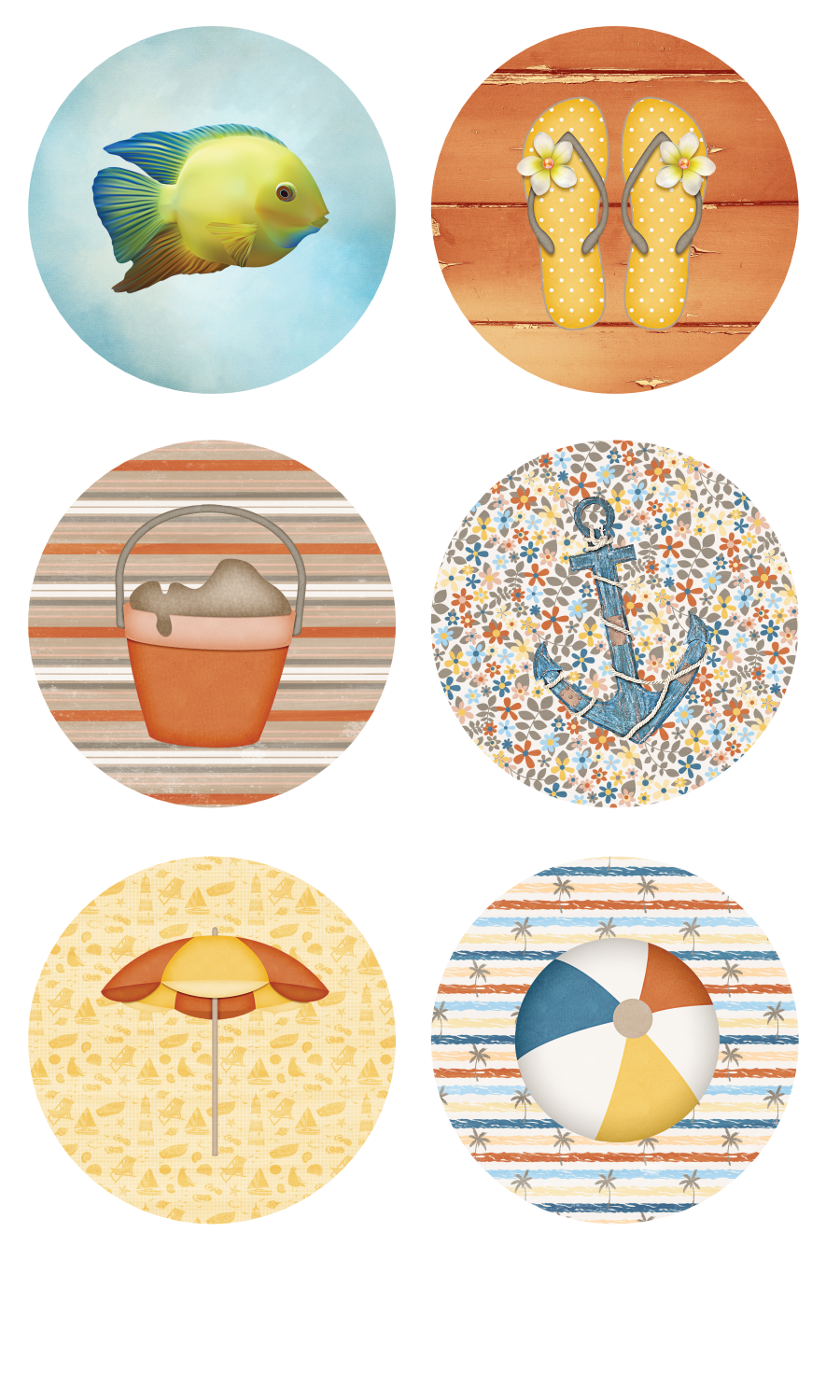 Under The Boardwalk Collection Button Bubbles 1" Scrapbook Embellishments by MH Flair & More - 3 Packs