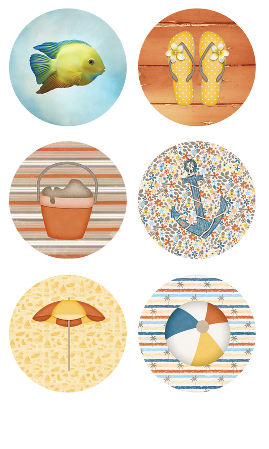 Under The Boardwalk Collection Button Bubbles 1" Scrapbook Embellishments by MH Flair & More - 3 Packs