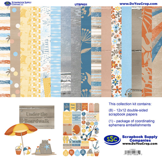 Under The Boardwalk 12 x 12 Scrapbook Paper & Embellishment Kit by SSC Designs - 3 Kits