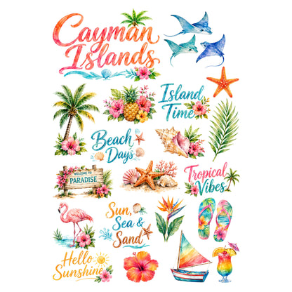 Vacation Vibes Collection Cayman Islands Laser Cut Scrapbook Ephemera Embellishments by SSC Designs - 3 Packs