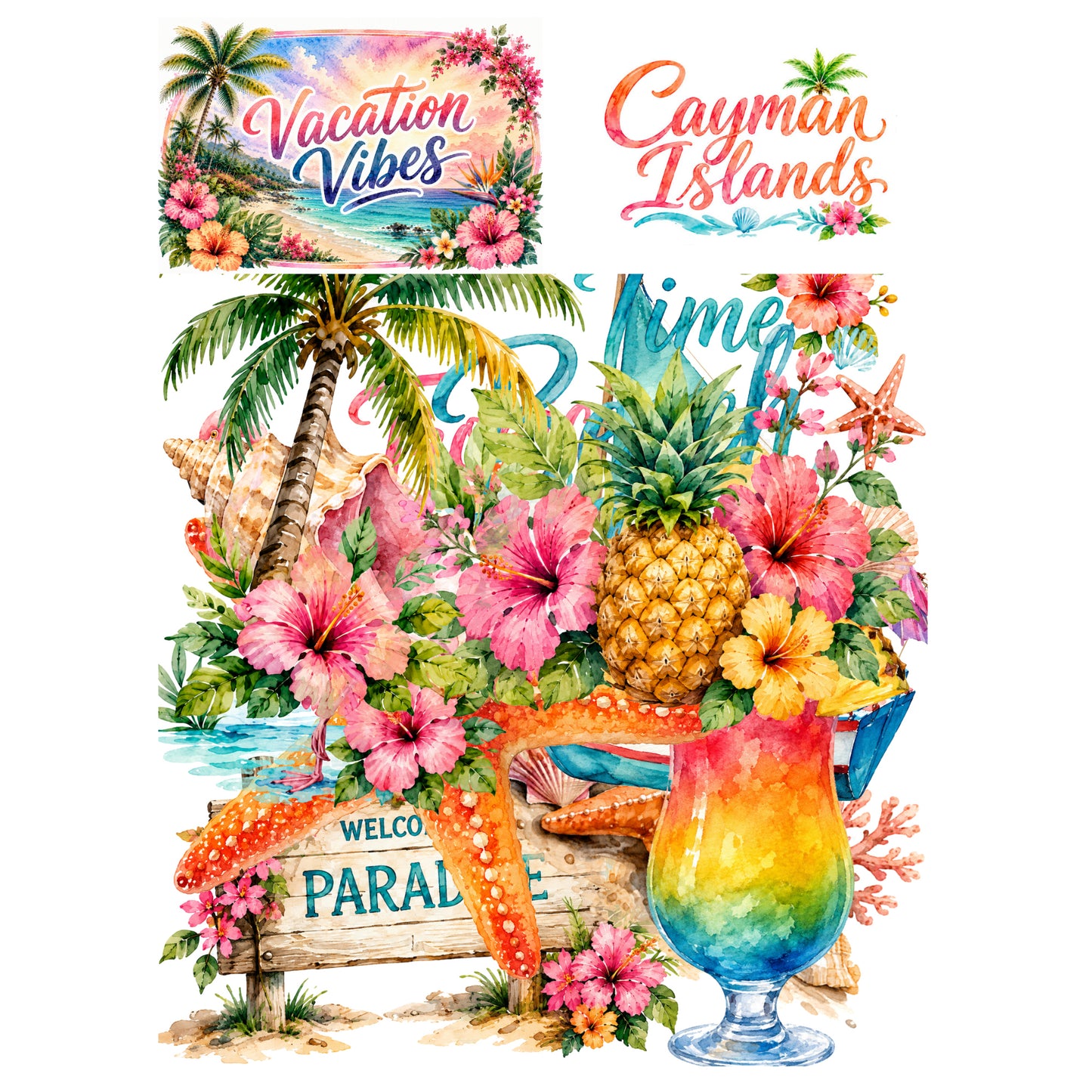 Vacation Vibes Collection Cayman Islands Laser Cut Scrapbook Ephemera Embellishments by SSC Designs - 3 Packs