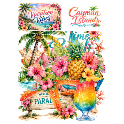 Vacation Vibes Collection Cayman Islands Laser Cut Scrapbook Ephemera Embellishments by SSC Designs - 3 Packs